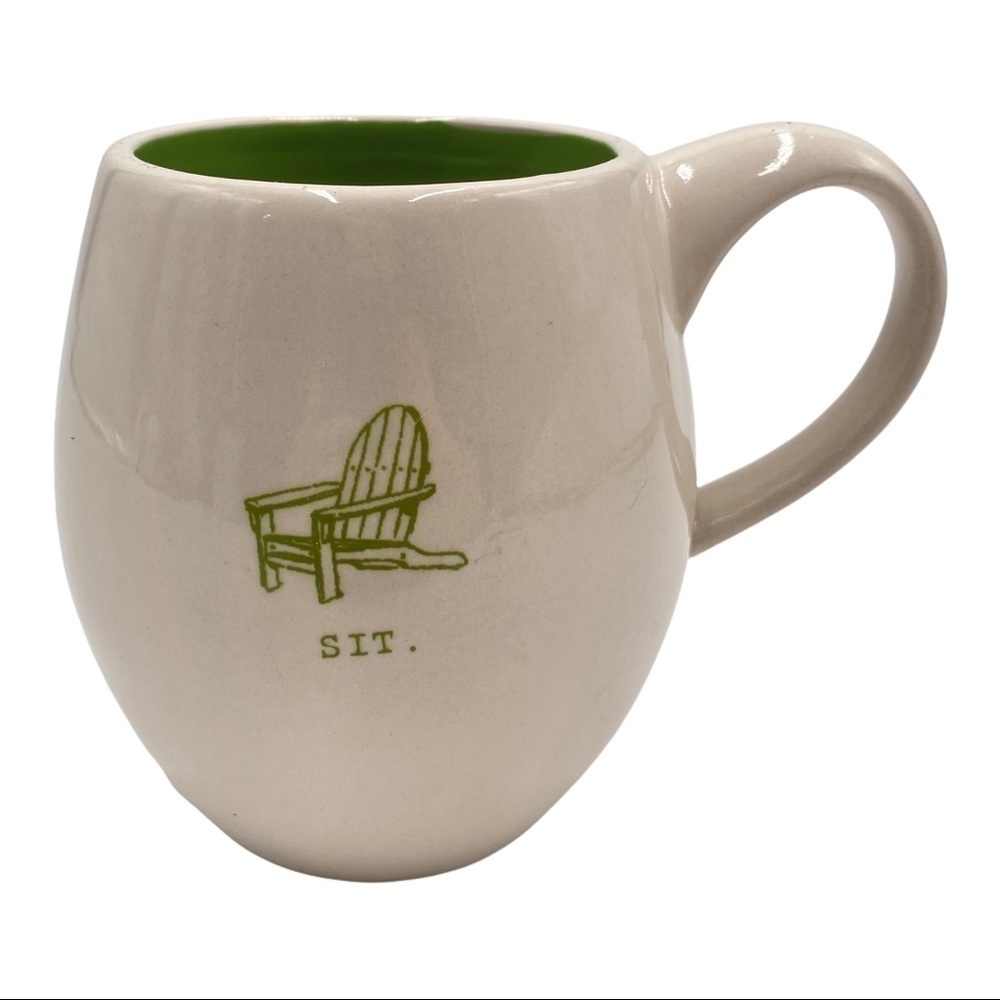Rae Dunn by Magenta Adirondack Beach Chair "Sit" White/Green